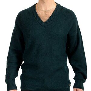 Scuderia Ferrari Men's Emerald Green 100%Wool V-Neck Pullover Sweater US L IT 52